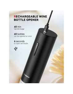 Juego de Vino Eléctrico TOMEEM 4 en 1 - Sacacorchos, Aireador y Tapones 2