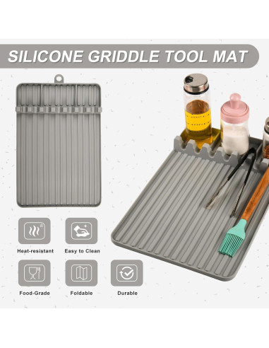 Alfombrilla de Silicona para Plancha Blackstone 39.6x16.8cm Gris