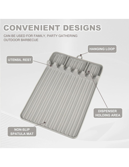 Alfombrilla de Silicona para Plancha Blackstone 39.6x16.8cm Gris