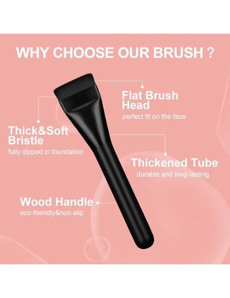 Brocha de Base Plana para Maquillaje BEAUTYFACTOR Negra