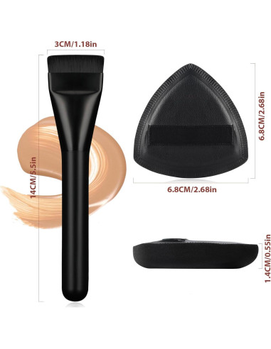 Brocha de Base Plana para Maquillaje BEAUTYFACTOR Negra