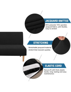 Funda de Futón H.VERSAILTEX Elástica Jacquard Negro 173-216 cm 2