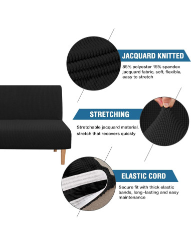 Funda de Futón H.VERSAILTEX Elástica Jacquard Negro 173-216 cm