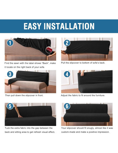 Funda de Futón H.VERSAILTEX Elástica Jacquard Negro 173-216 cm