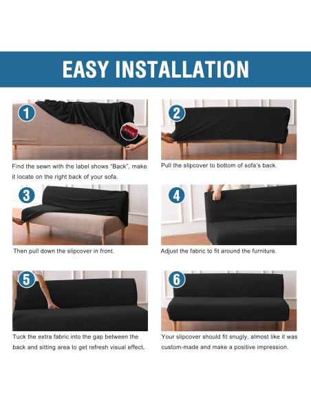 Funda de Futón H.VERSAILTEX Elástica Jacquard Negro 173-216 cm