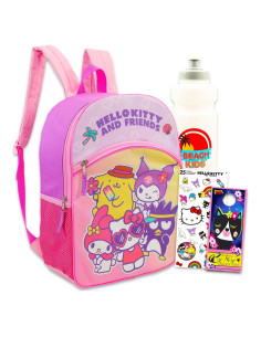 Mochila Sanrio Hello Kitty 16" + Botella de Agua + Stickers