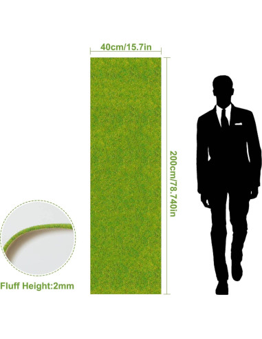 Alfombra de Césped Artificial EVEMODEL 40x200cm para Maquetas