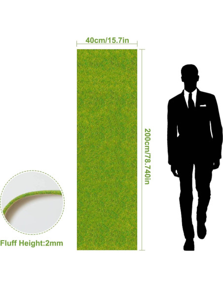 Alfombra de Césped Artificial EVEMODEL 40x200cm para Maquetas