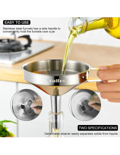 Embudo de Acero Inoxidable Walfos 10.5 cm con 2 Coladores 2