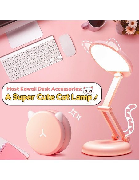 Lámpara de Escritorio Rosa Plegable y Recargable One Fire