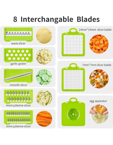 Cortador de Verduras Multifuncional Senbowe 13 en 1 con 8 Cuchillas