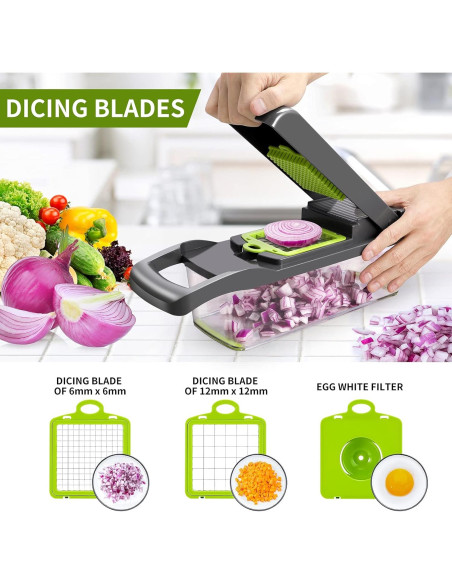 Cortador de Verduras Multifuncional Senbowe 13 en 1 con 8 Cuchillas