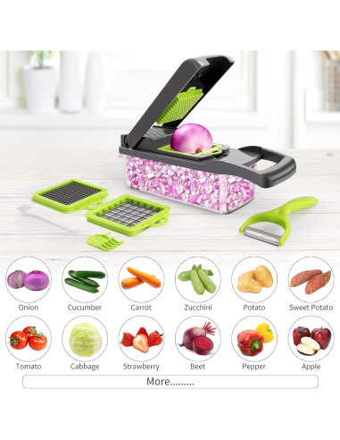 Cortador de Verduras Multifuncional Senbowe 13 en 1 con 8 Cuchillas