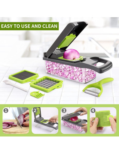 Cortador de Verduras Multifuncional Senbowe 13 en 1 con 8 Cuchillas
