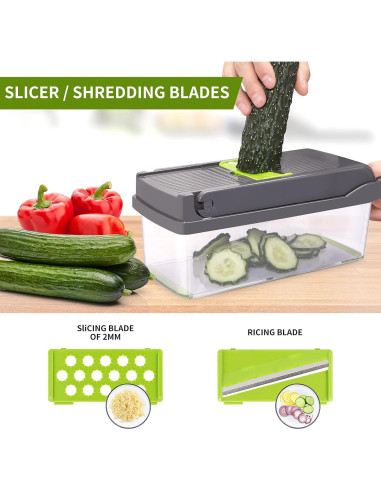 Cortador de Verduras Multifuncional Senbowe 13 en 1 con 8 Cuchillas