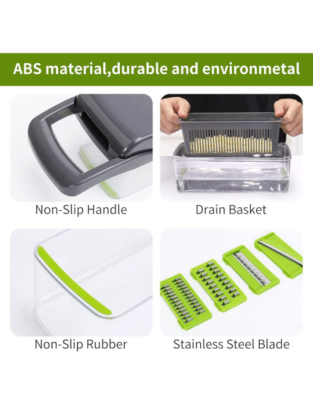 Cortador de Verduras Multifuncional Senbowe 13 en 1 con 8 Cuchillas