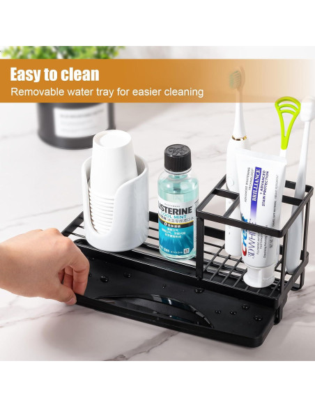Soporte para Cepillos de Dientes Heagoale Negro Mate 4 Compartimentos