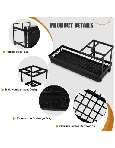 Soporte para Cepillos de Dientes Heagoale Negro Mate 4 Compartimentos