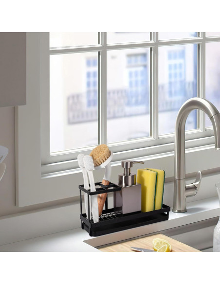 Soporte para Cepillos de Dientes Heagoale Negro Mate 4 Compartimentos