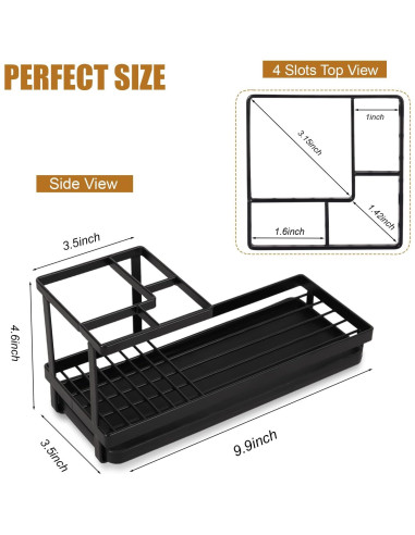 Soporte para Cepillos de Dientes Heagoale Negro Mate 4 Compartimentos