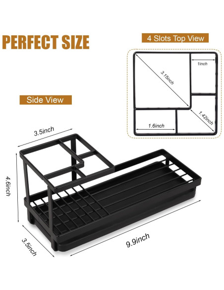 Soporte para Cepillos de Dientes Heagoale Negro Mate 4 Compartimentos