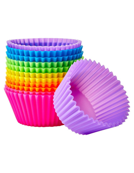 Tazas de Silicona Reutilizables Amazon Basics - 12 Piezas Multicolor
