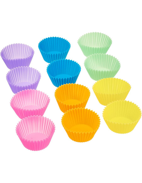 Tazas de Silicona Reutilizables Amazon Basics - 12 Piezas Multicolor