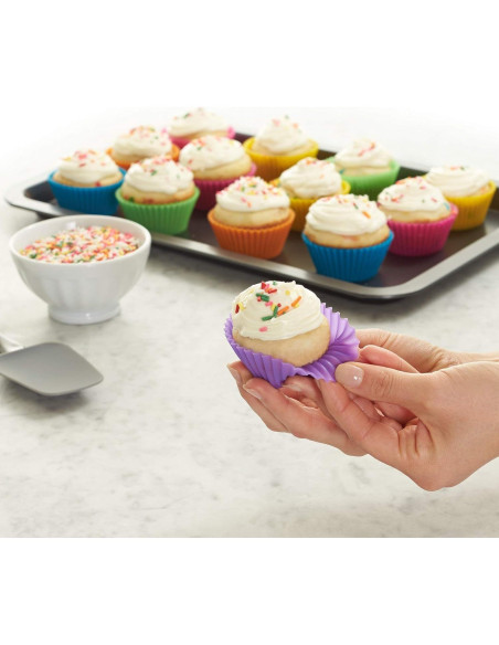 Tazas de Silicona Reutilizables Amazon Basics - 12 Piezas Multicolor