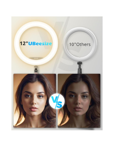 Luz de Anillo UBeesize 30 cm con Soporte y Montaje para Teléfono