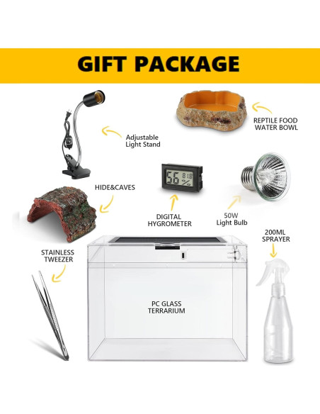 Terrario de PC HELIME 30.5x17.8x22.9 cm para reptiles y anfibios