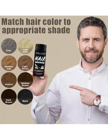 Fibras para Cabello VOLLUCK 28g Castaño Rojizo - Cobertura Instantánea