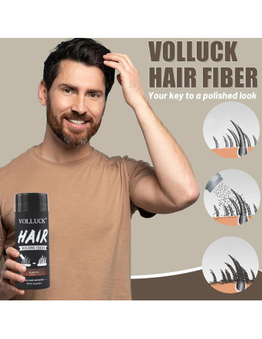 Fibras para Cabello VOLLUCK 28g Castaño Rojizo - Cobertura Instantánea