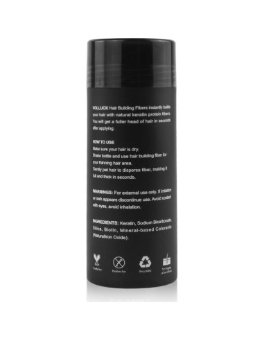 Fibras para Cabello VOLLUCK 28g Castaño Rojizo - Cobertura Instantánea