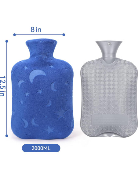 Botella de Agua Caliente DICEVER 2L con Funda Suave Azul
