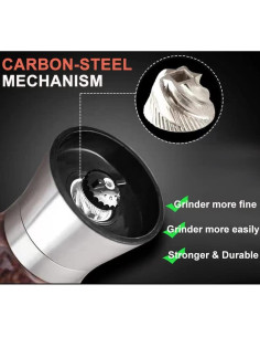 Molino de Pimienta Profesional Ebaco 170g Acero Carbono Ajustable 2