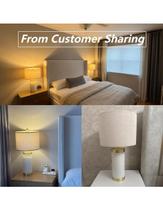 Lámpara de Mesa Cerámica Blanca USumkky 62cm Moderna 2