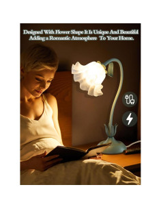 Lámpara de Mesa LED Vintage Verde con Flores 3 Modos de Color 2