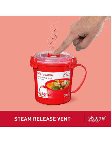 Taza de sopa Sistema 650ml con tapa y ventilación para microondas