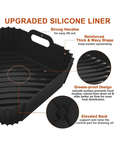 Paquete de 2 forros de silicona Seropy 7.1" para freidora 4-7 QT