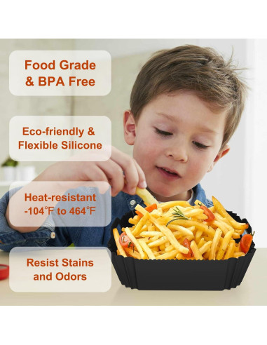 Paquete de 2 forros de silicona Seropy 7.1" para freidora 4-7 QT