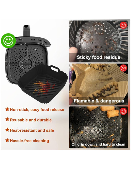 Paquete de 2 forros de silicona Seropy 7.1" para freidora 4-7 QT