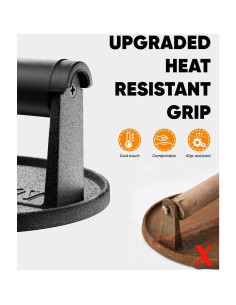 Prensa de Hierro Fundido HULISEN 6" para Hamburguesas y Tocino 2