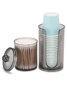 Dispensador de vasos de baño LoveBB negro con soporte para hisopos