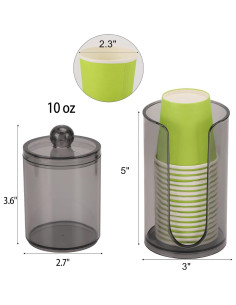 Dispensador de vasos de baño LoveBB negro con soporte para hisopos 2