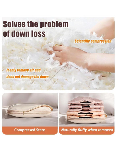 Bolsa de Ropa Colgante Beige L con Cierre de Compresión Automática