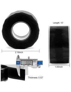 Cinta de Silicona Autoadhesiva Negra 2.54cm x 3.05m 0.5mm 2