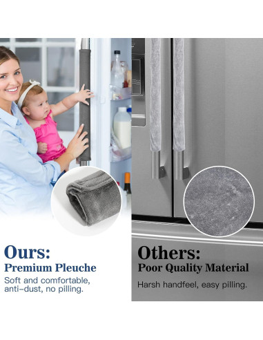 Juego de 4 fundas para manijas de refrigerador Nuovoware gris