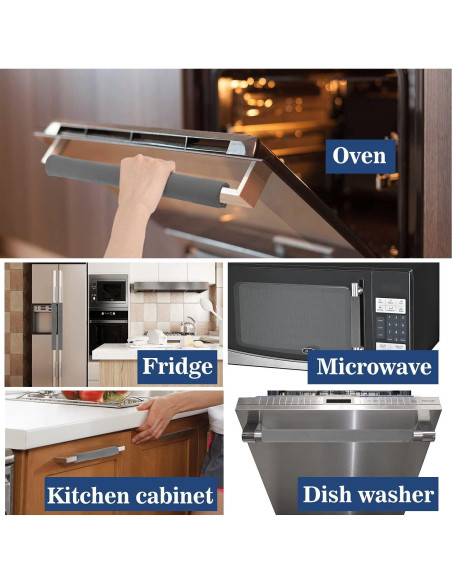 Juego de 4 fundas para manijas de refrigerador Nuovoware gris