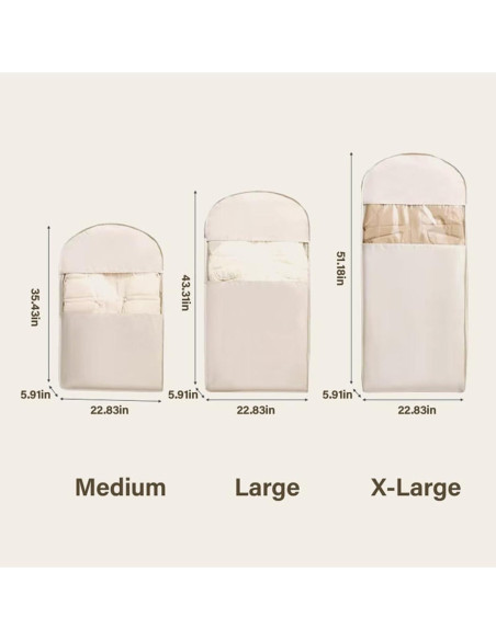 Bolsa de Ropa Colgante Beige L con Cierre de Compresión Automática