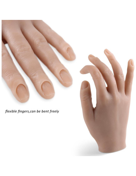 Mano de práctica de silicona Sotong con 100 consejos de uñas